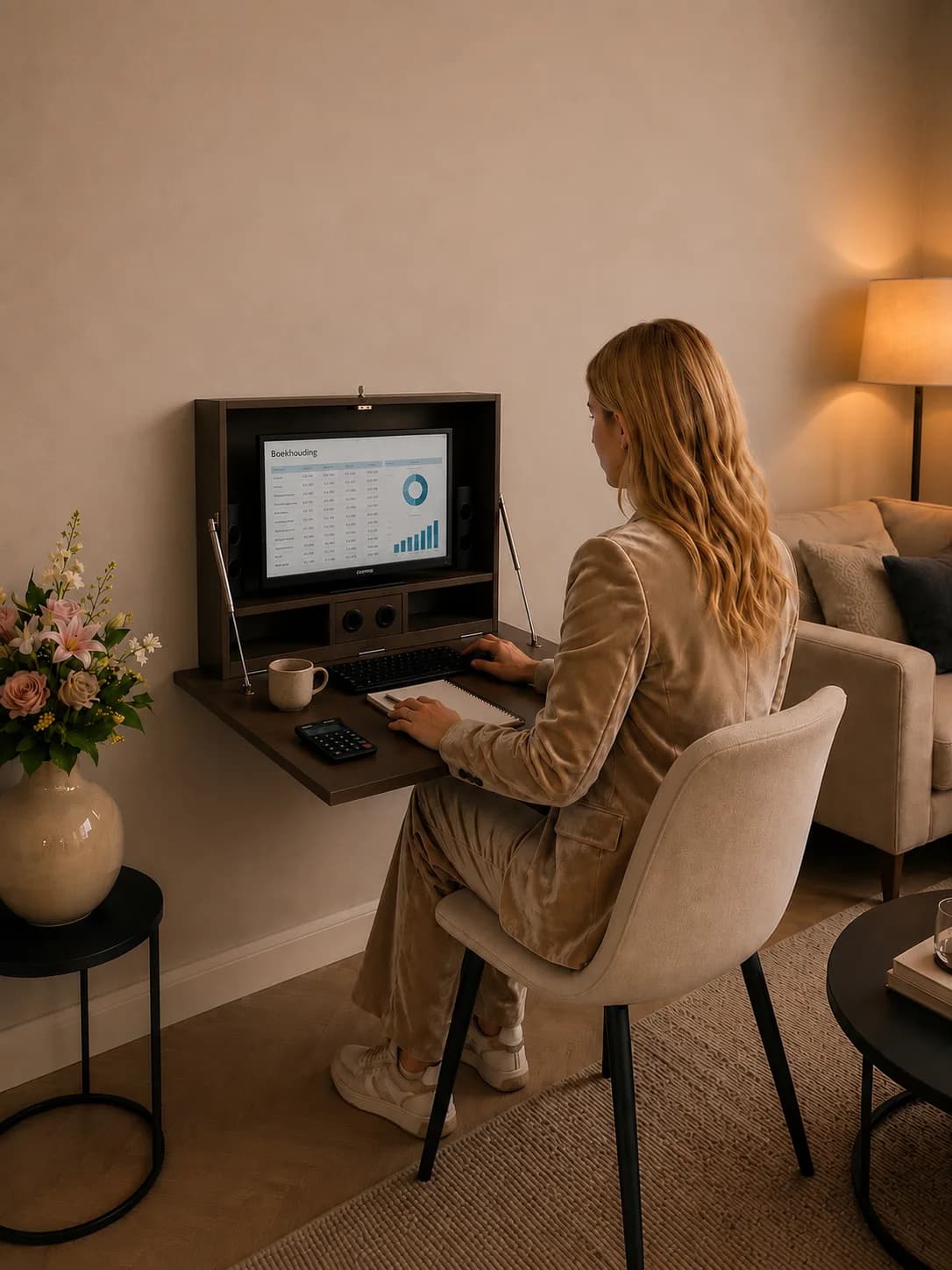 Opklapbaar wandbureau Compact