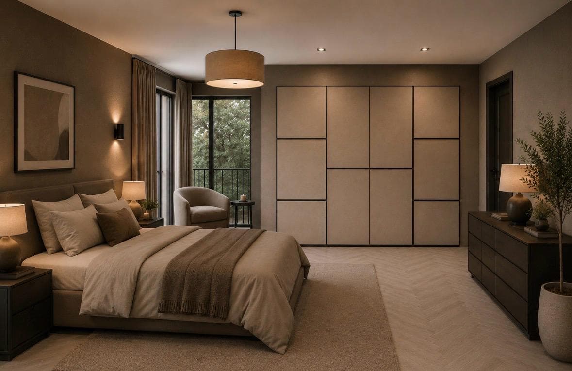 Lichte modulaire kastenwand in slaapkamer